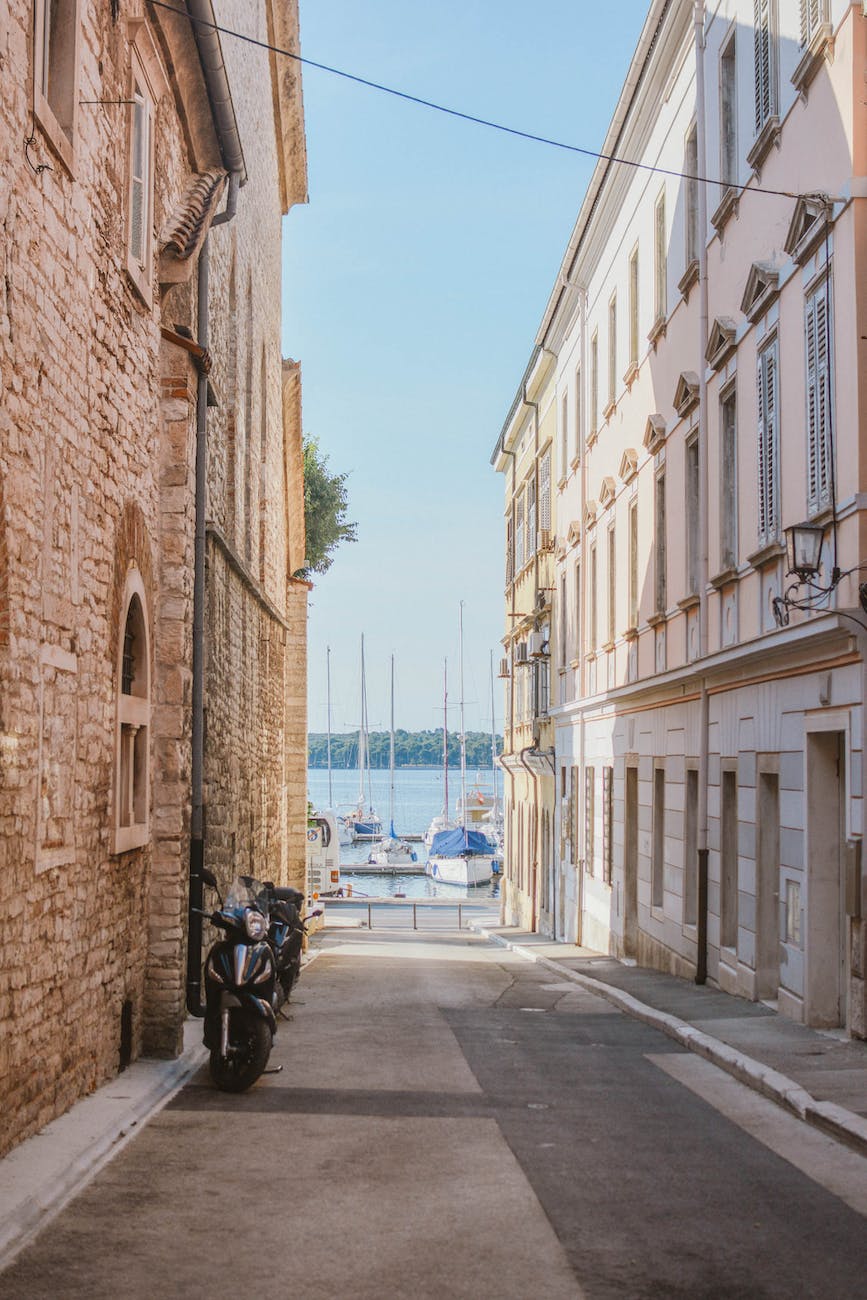 marina seen from narrow street