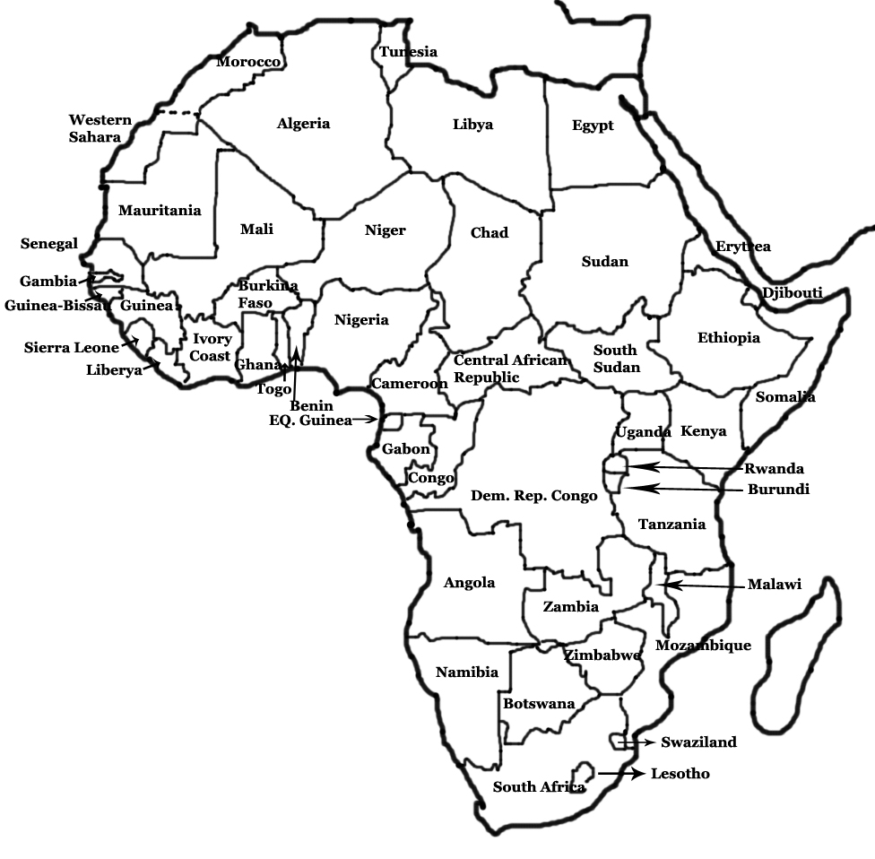 African Countries Map Blank Printable Mapafrica 