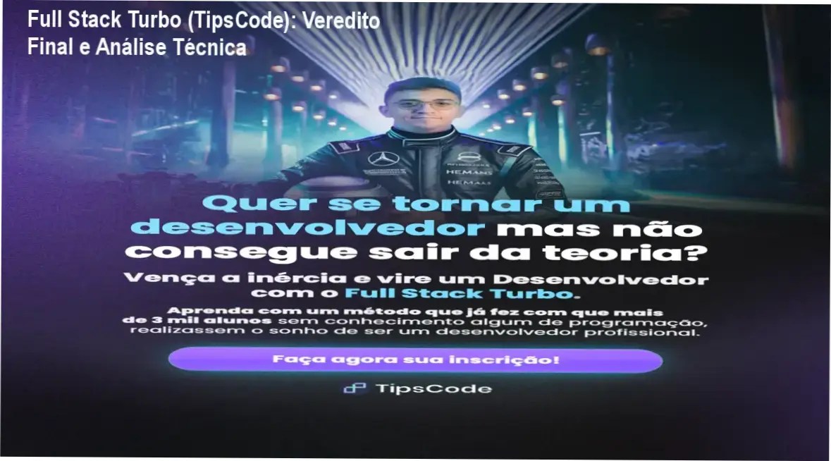 Interface do curso Full Stack Turbo da TipsCode com guia de aprendizado para desenvolvedores
