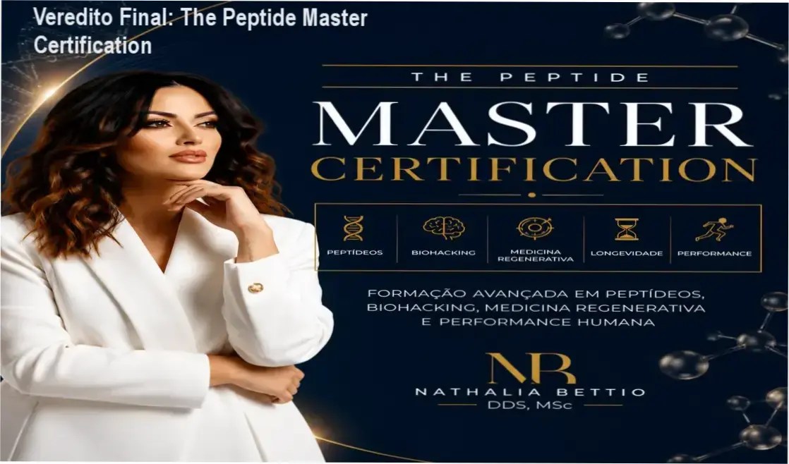 Material didático e certificação da The Peptide Master Certification para profissionais da saúde