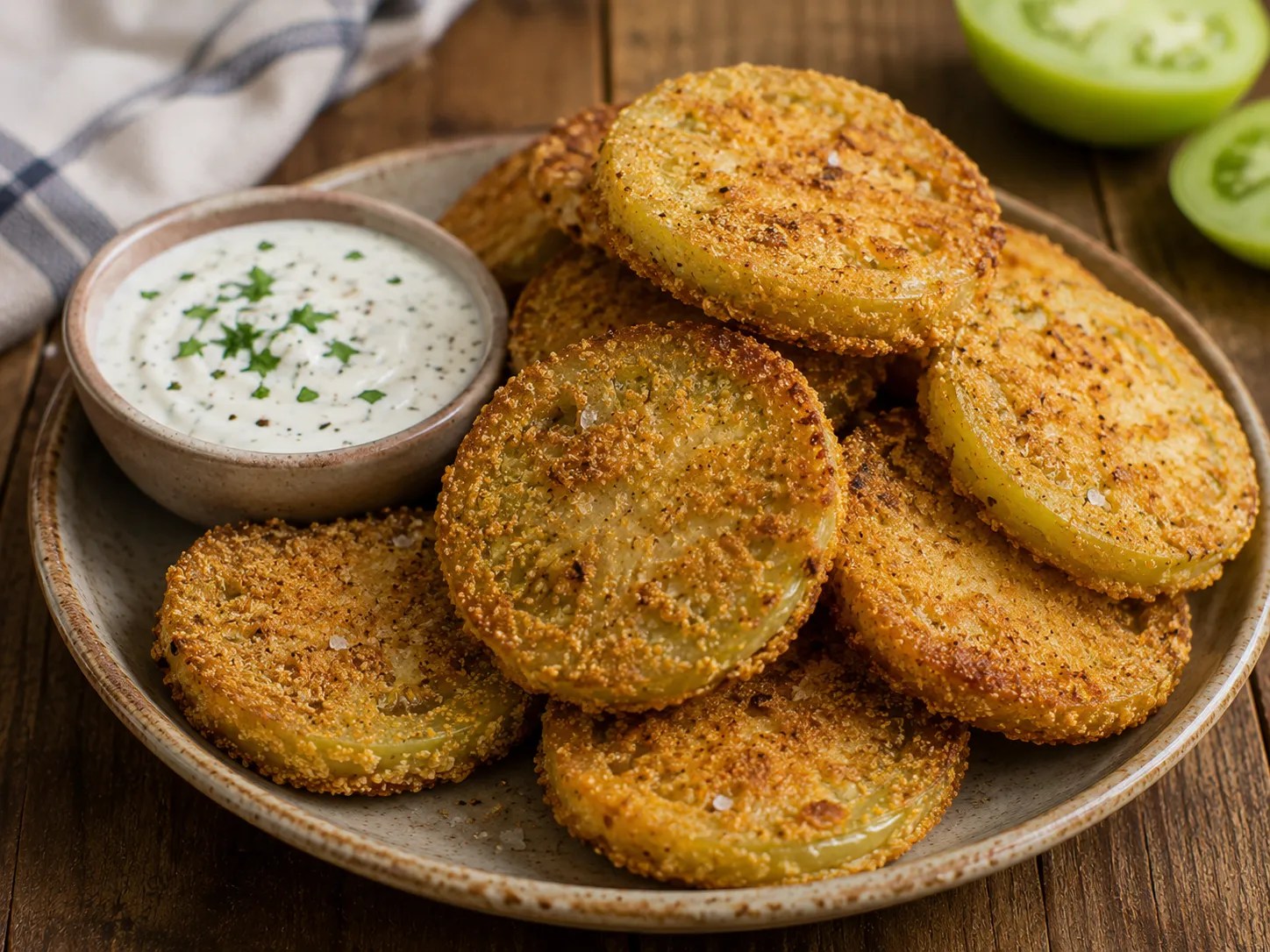 Fried Green Tomatoes with Buttermilk Herb Dip, a Ferrand Farms recipe