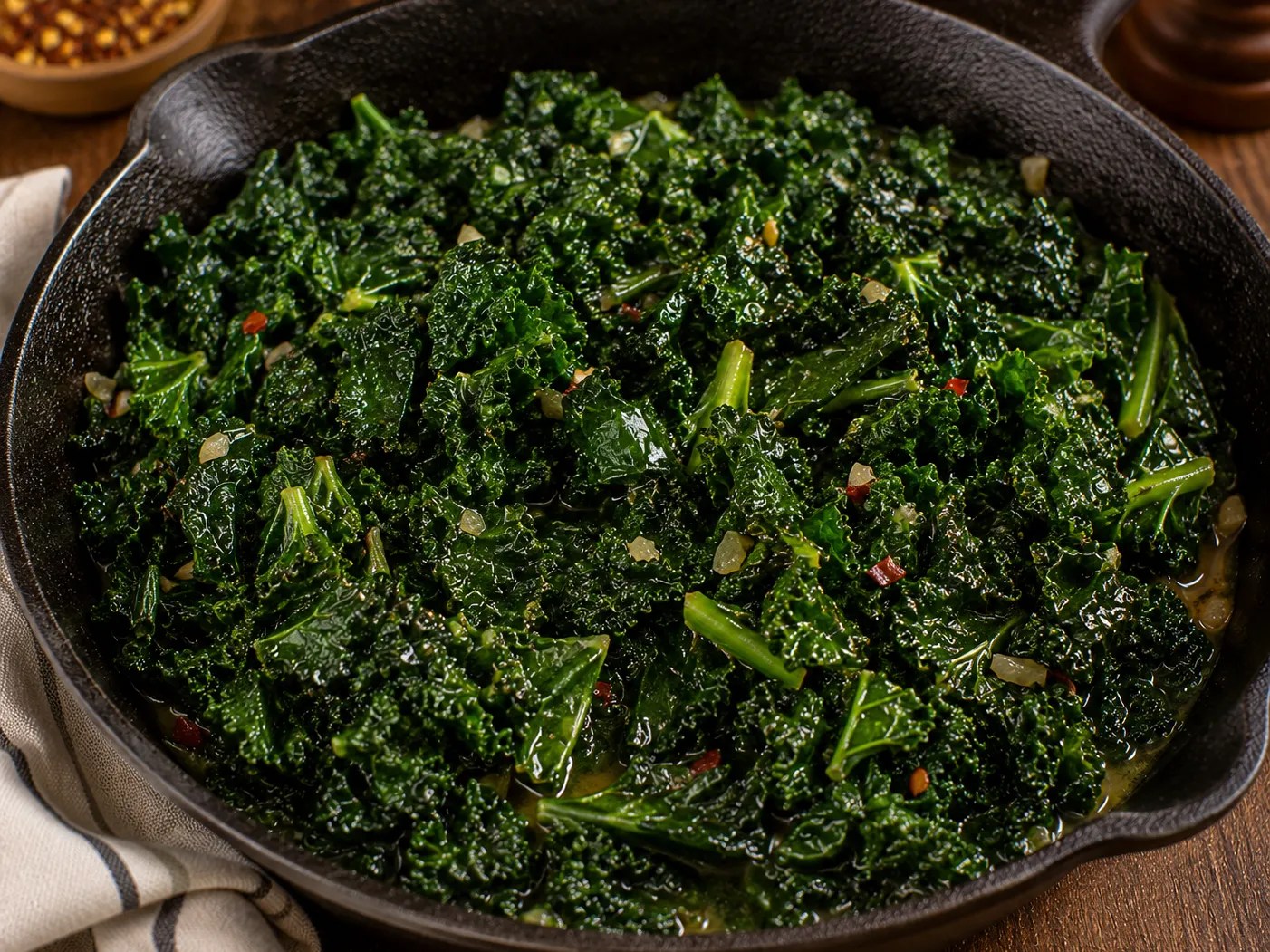 Skillet Garlic & Herb Kale, a Ferrand Farms recipe