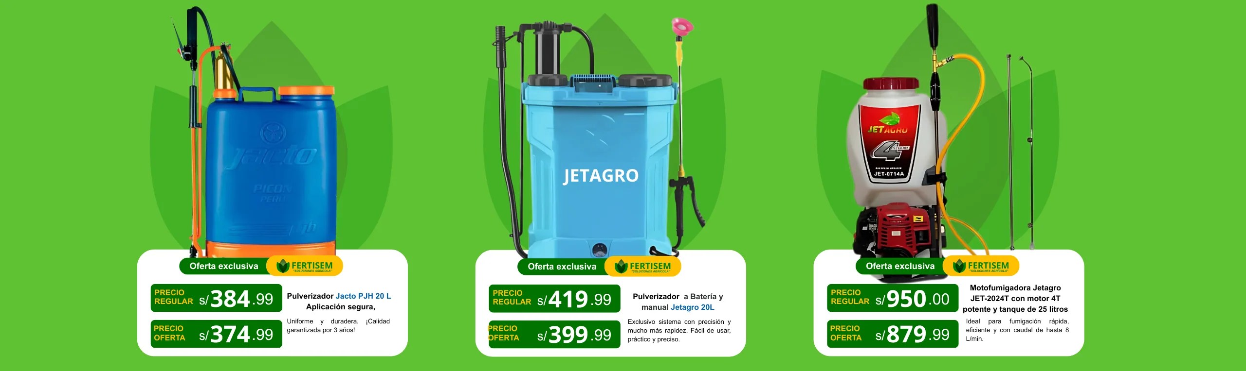 Promoción Fertisem de mochilas agrícolas y productos para fumigación