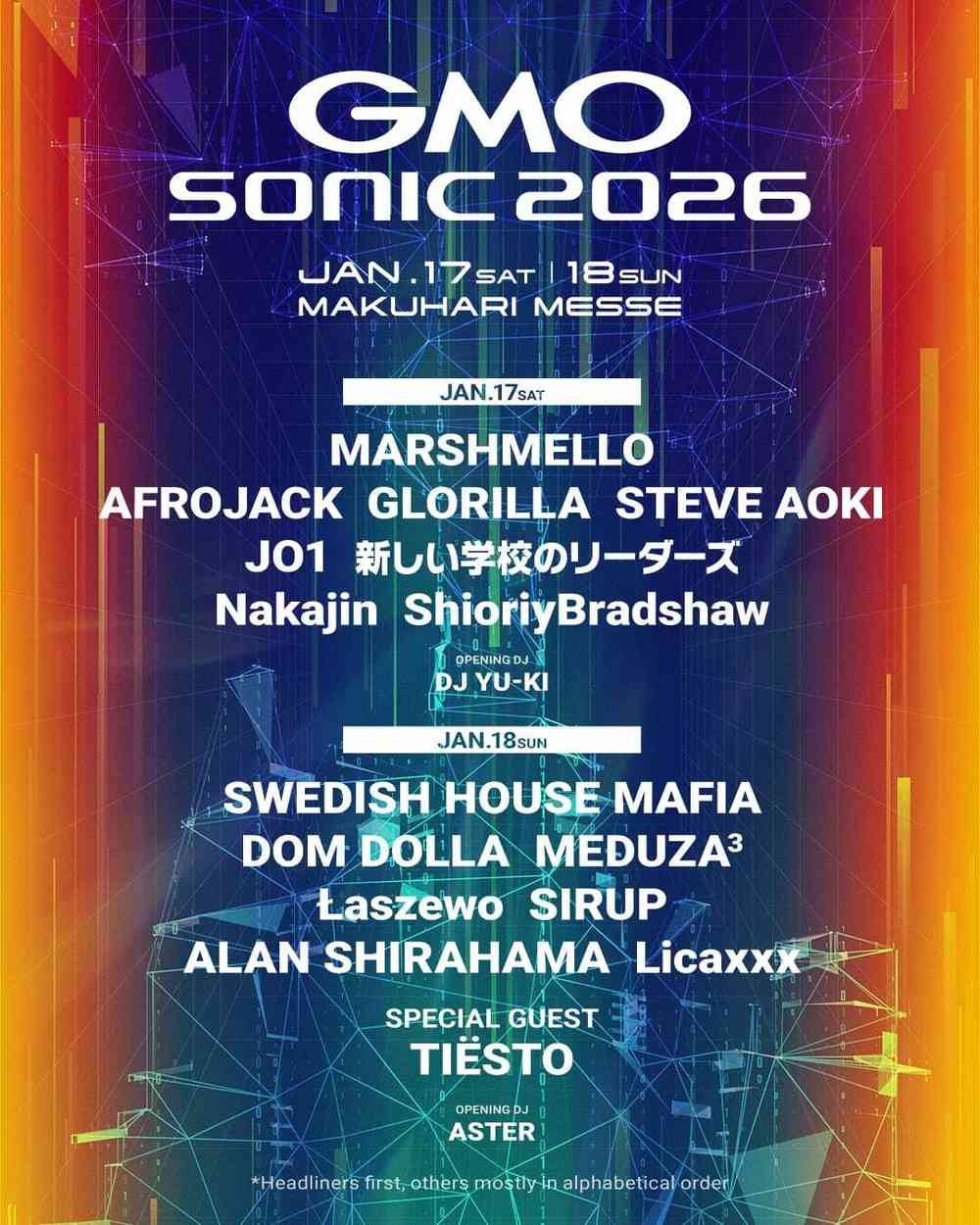 Update GMO SONIC 2026 Returns In January Lineup Timetable Location Gmosonic 2026 Lineup 1 