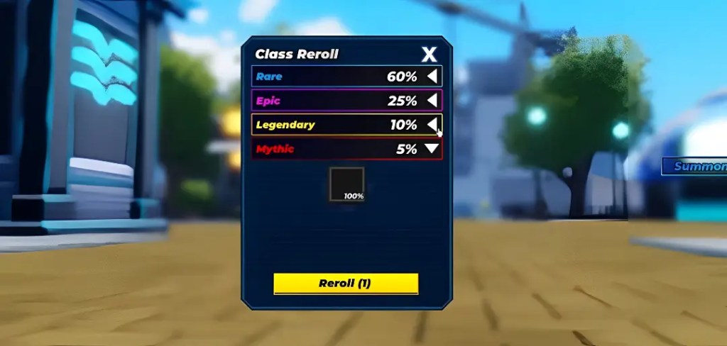 Step-by-step Solo Hunters class reroll process in Roblox using the in-game codes menu
