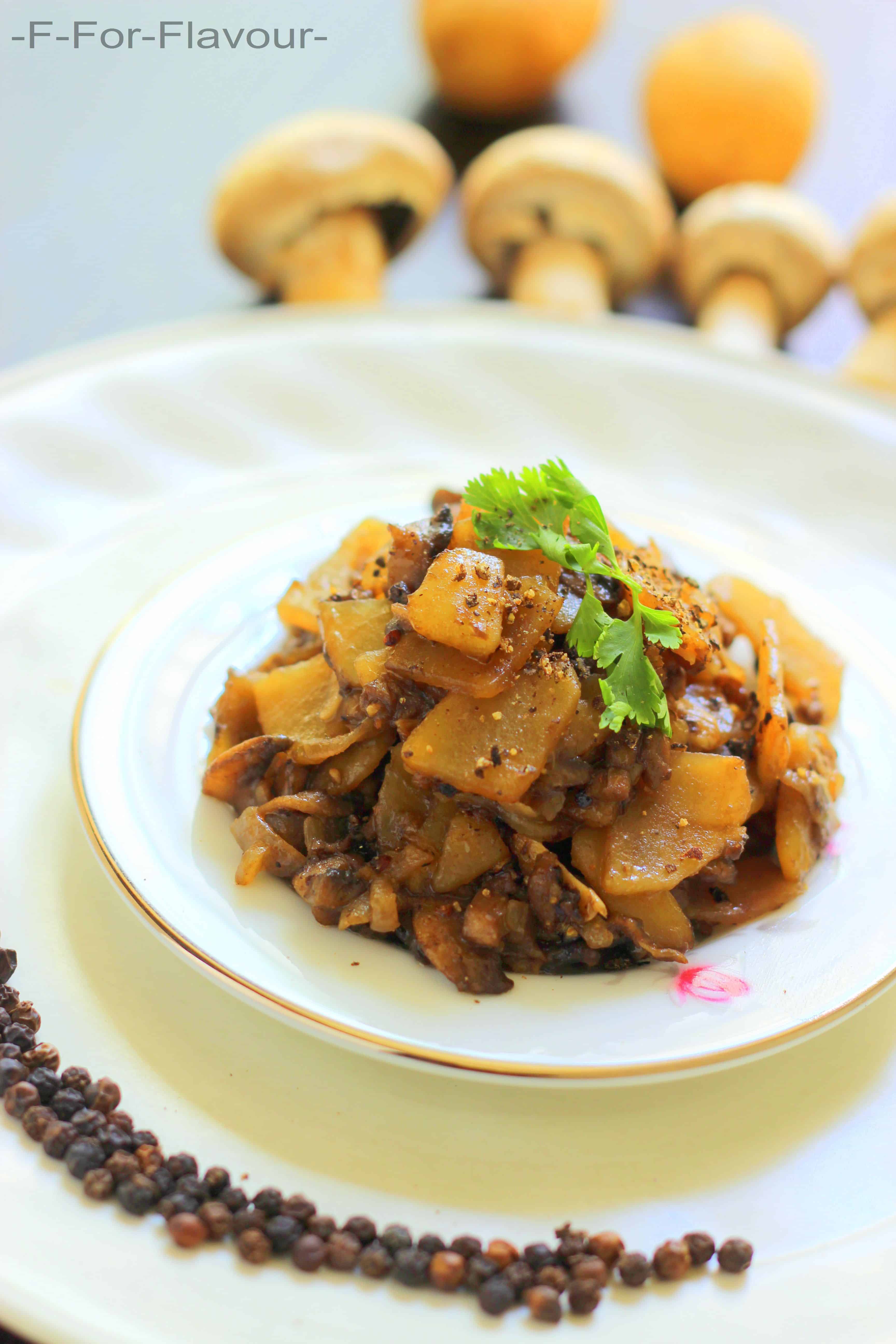 images Mushroom Potato Fry Indian f for flavour