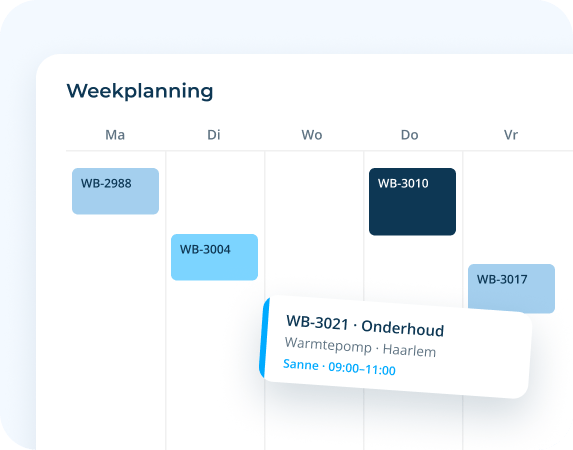 Serviceplanning in FieldBuddy Pro