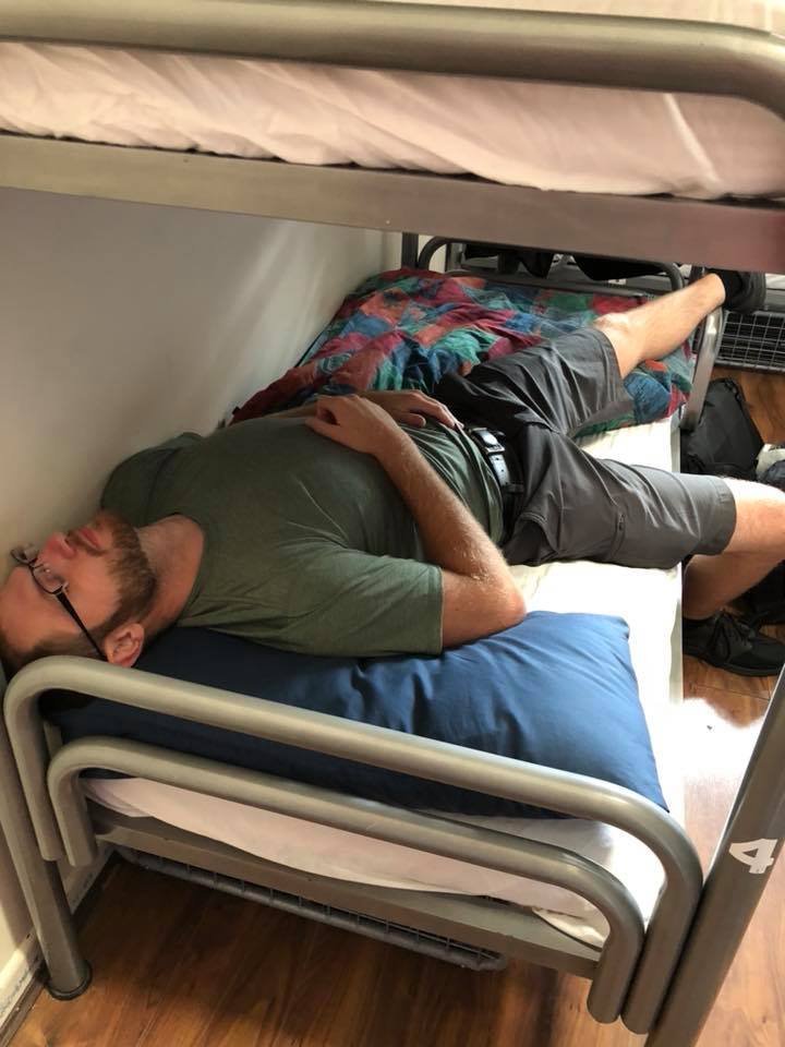 Jared's too big for bunkbeds!