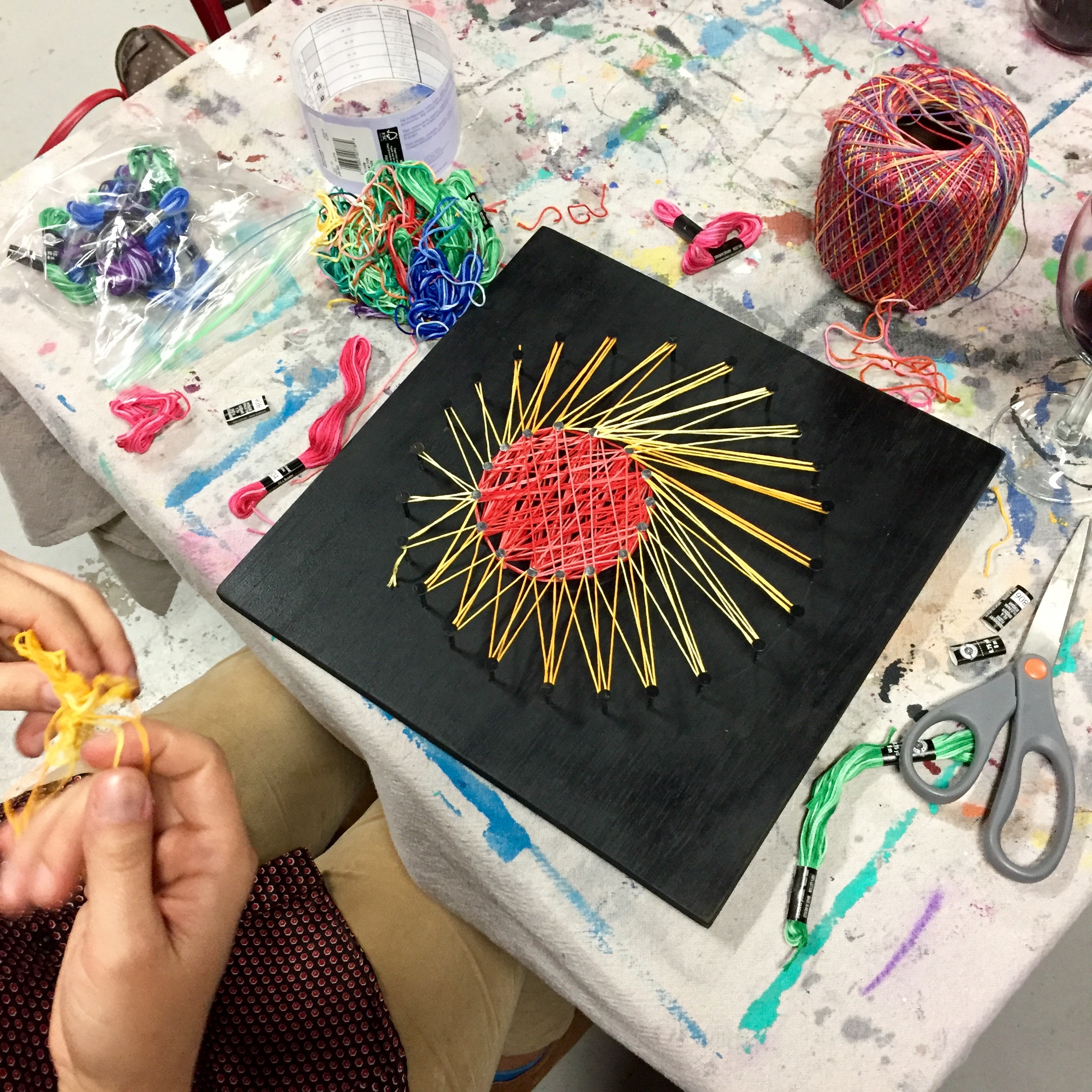 string art, ladies art night, Wee Warhols, Austin TX