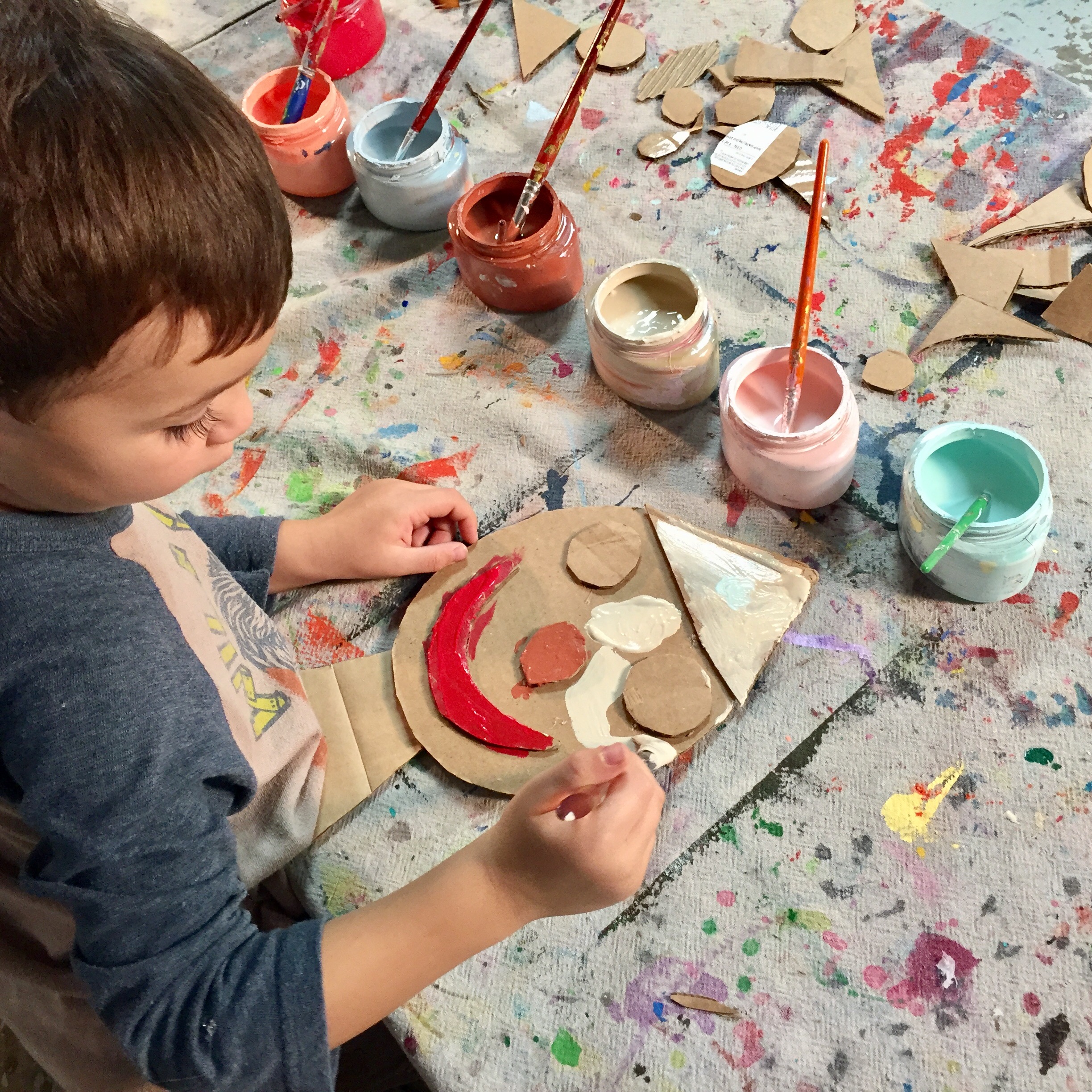Art Workshop for children, Barbara Rucci, Betsy McKenna, process art book, kids art, Reggio inspired, Wee Warhols, Austin, book review, cardboard collage faces