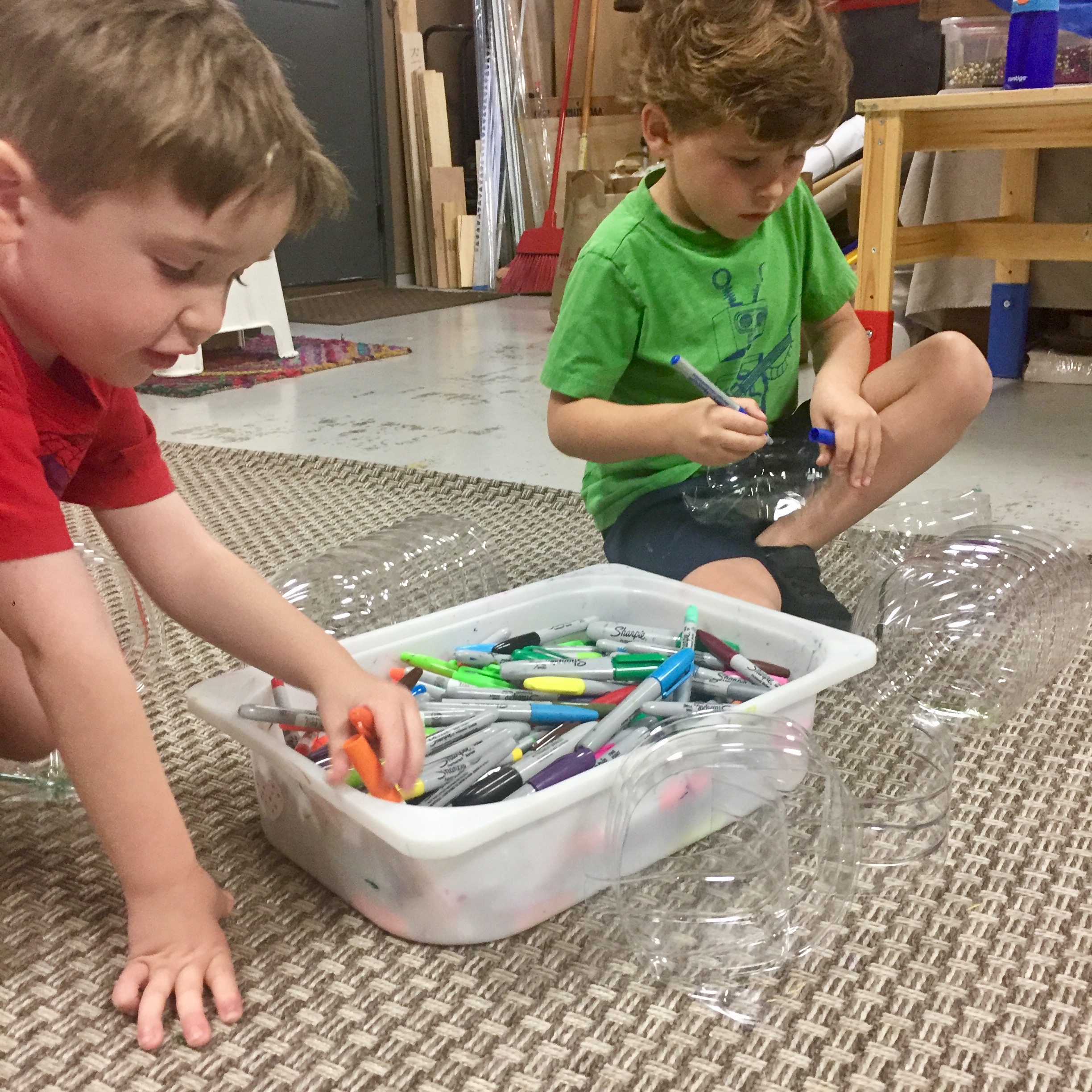 plastic bottle, abstract sculpture, kid's recycled art, kids activities, Figment Creative, Austin, TX, epicycle, kid's crafts, process art