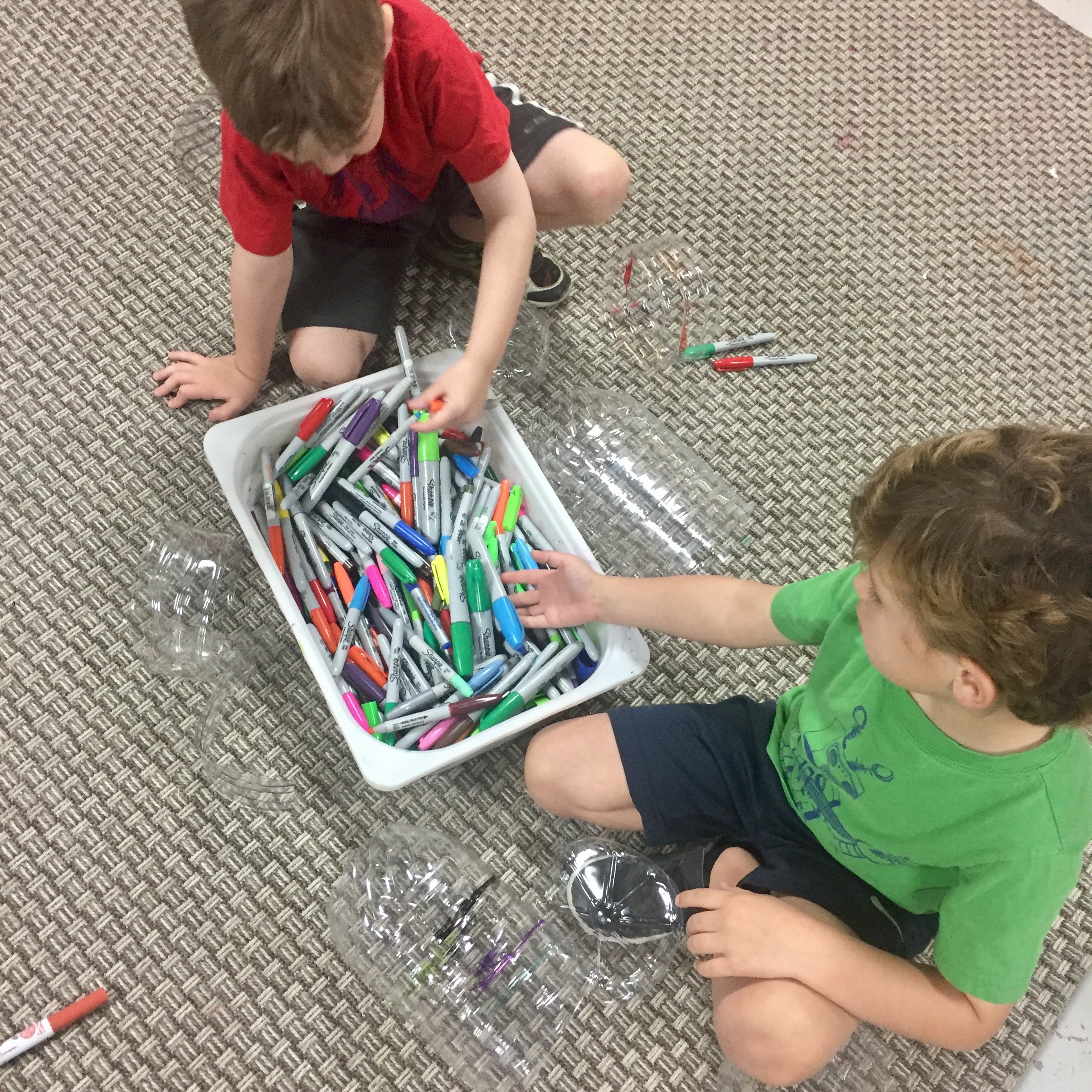 plastic bottle, abstract sculpture, kid's recycled art, kids activities, Figment Creative, Austin, TX, epicycle, kid's crafts, process art