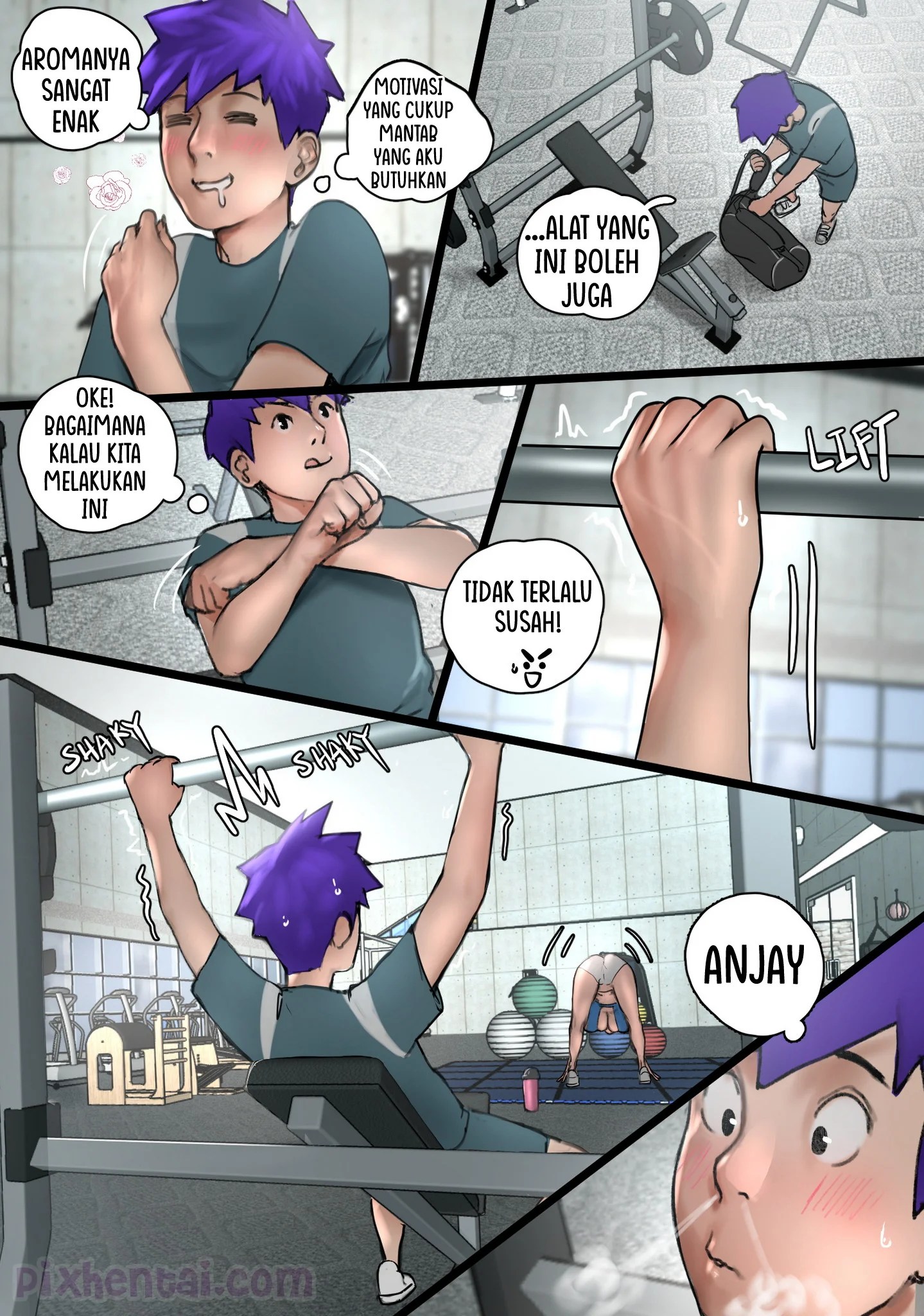 Lucy Gym Encounter : Tante Sexy Tutor cara Nge-Gym - Halaman 6