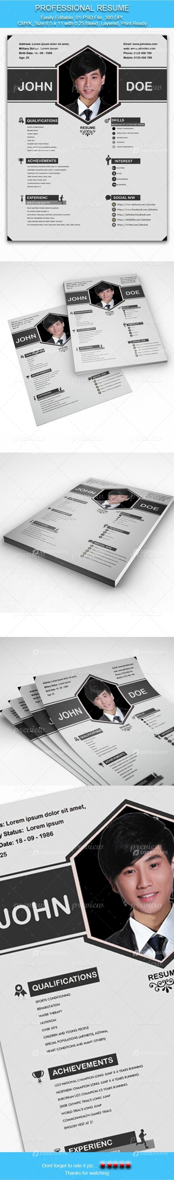 Professional Resume Prints Codegrape - Modern Nature Design - Full HD