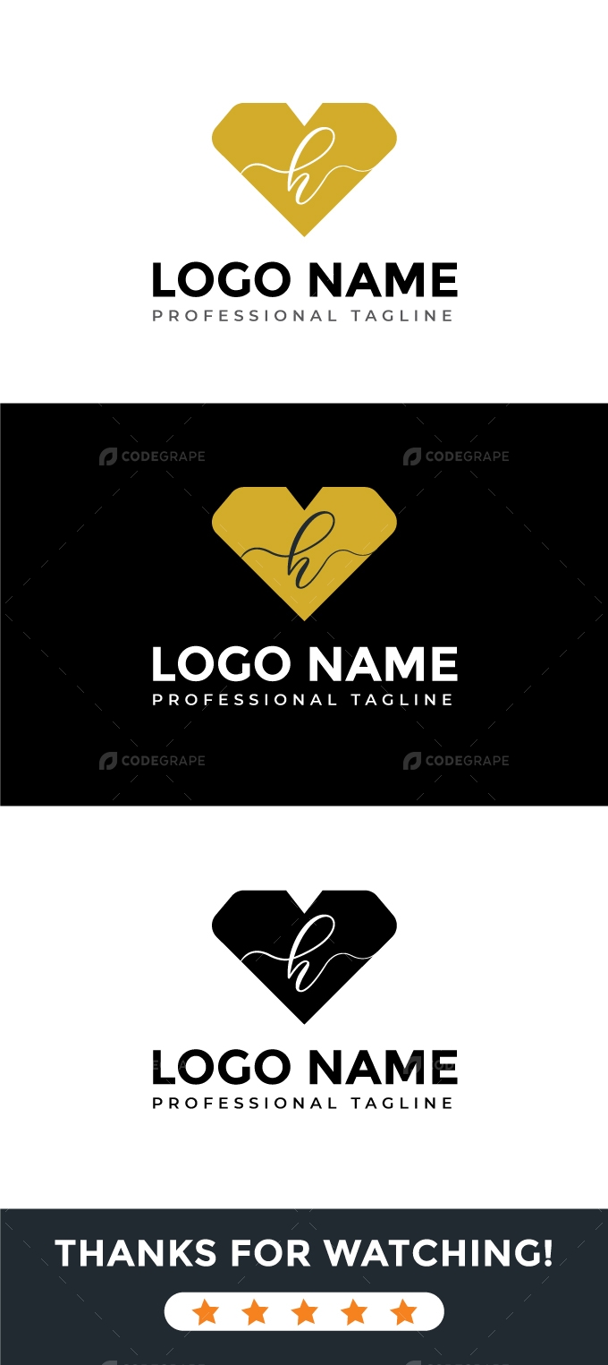 Letter H Heart Logo Prints Codegrape - Premium Colorful Art Gallery - 8K