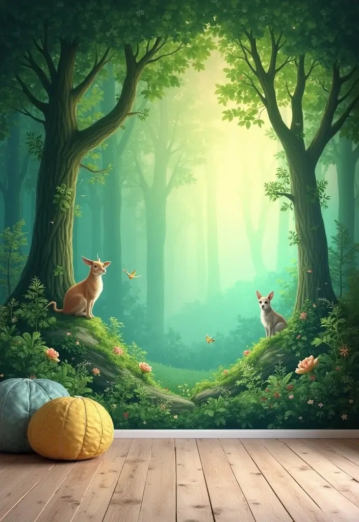17 Whimsical Wall Art Ideas That'll Make Your Home Feel Like a Fairytale! - 1. Enchanted Forest Murals