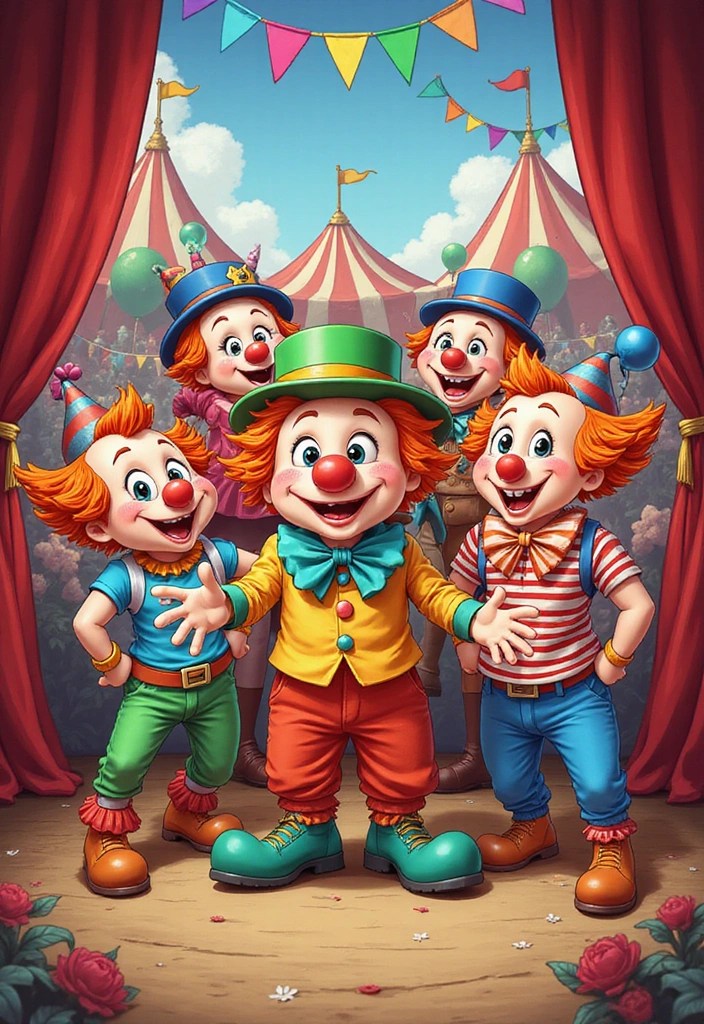 21 Fun Cartoon Drawing Ideas That’ll Make You Laugh and Sketch All Day! - 18. Hilarious Circus Characters