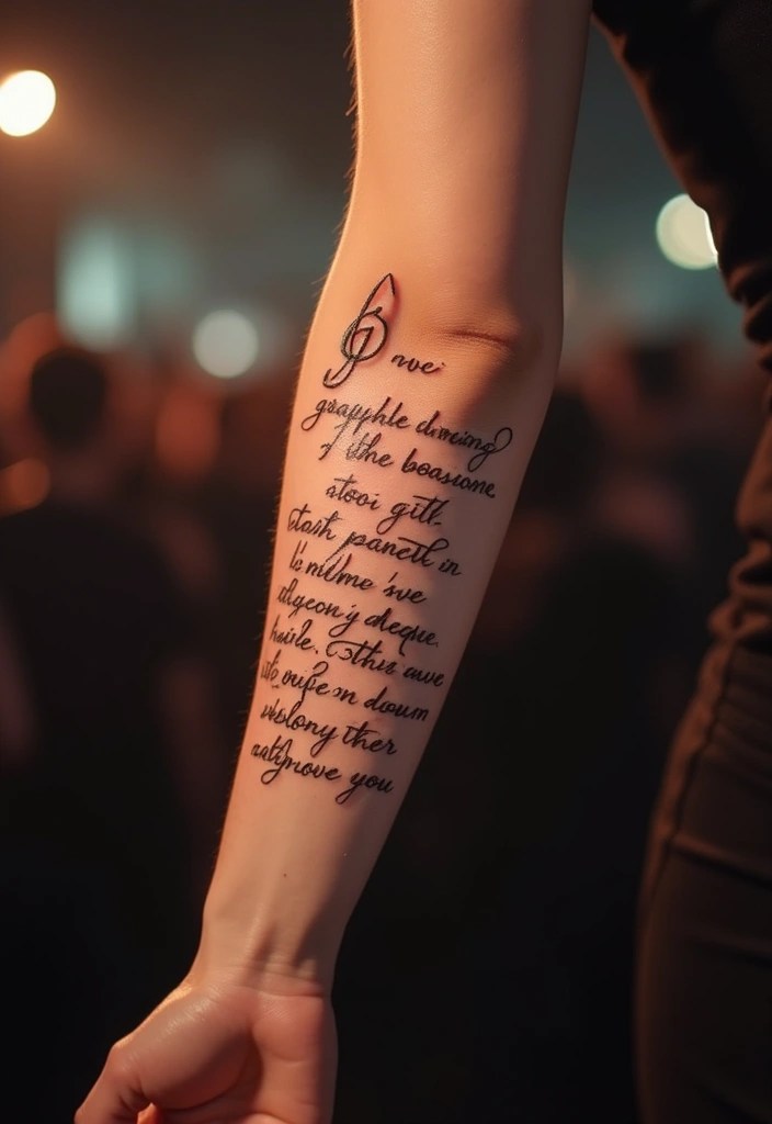 15 Stunning Music Tattoo Designs That'll Make You Want to Book Your Next Session Right Now! - 3. Lyric Tattoos: Words That Resonate