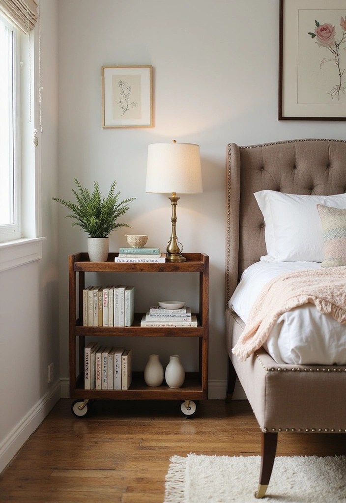 20 Small Bedroom Hacks That Will Maximize Your Space (And You Won’t Believe How Easy #5 Is!) - 9. Use a Rolling Cart