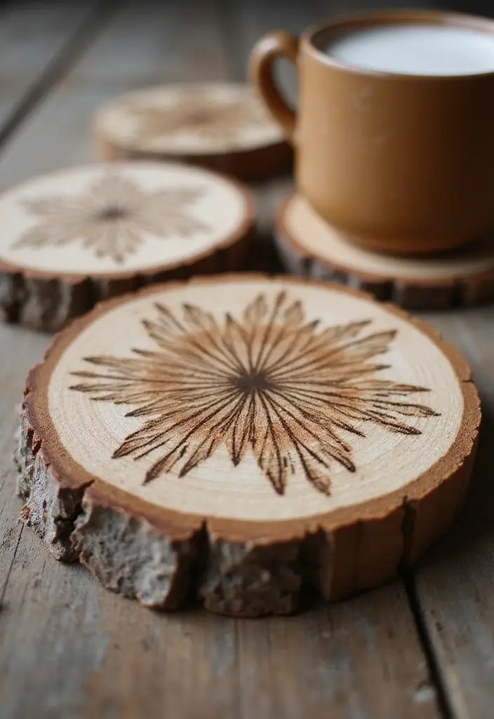 21 Easy Wood Slice Crafts That Will Blow Your Mind (Especially #12!) 28 21 Easy Wood Slice Crafts That Will Blow Your Mind (Especially #12!) - 1. Rustic Coasters