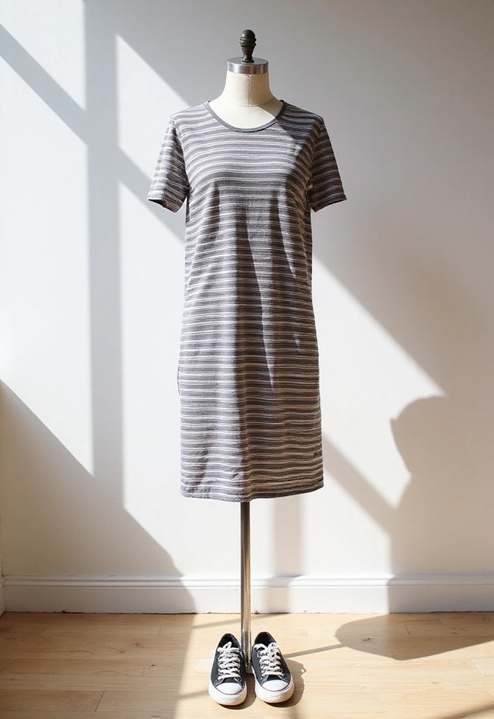 20 Relaxed Spring Weekend Outfits That’ll Keep You Stylish (Don’t Miss #3!) - 12. Striped T-Shirt Dress