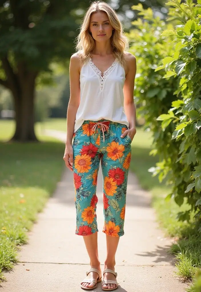 22 Trendy Leggings That Will Make You the Talk of the Town (Don’t Miss #11!) - 7. Printed Capris