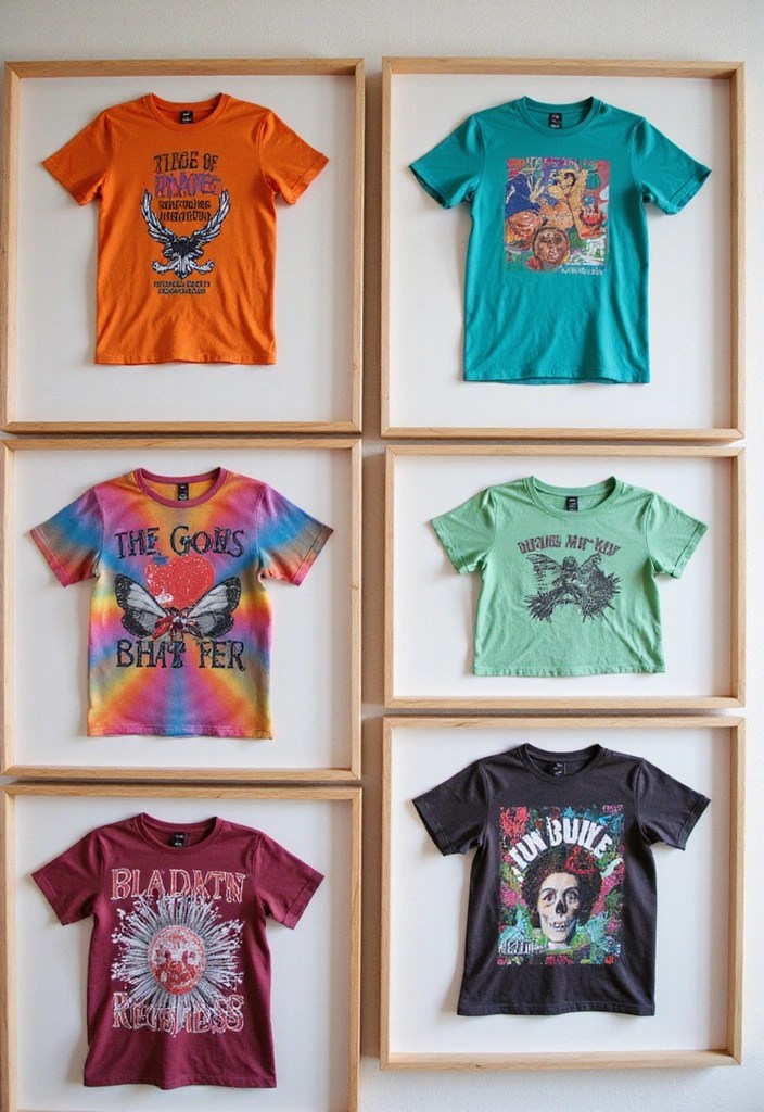 16 Unique Upcycled Wall Art Ideas That Will Make Your Walls Pop with Personality! - 16. T-shirt Wall Art