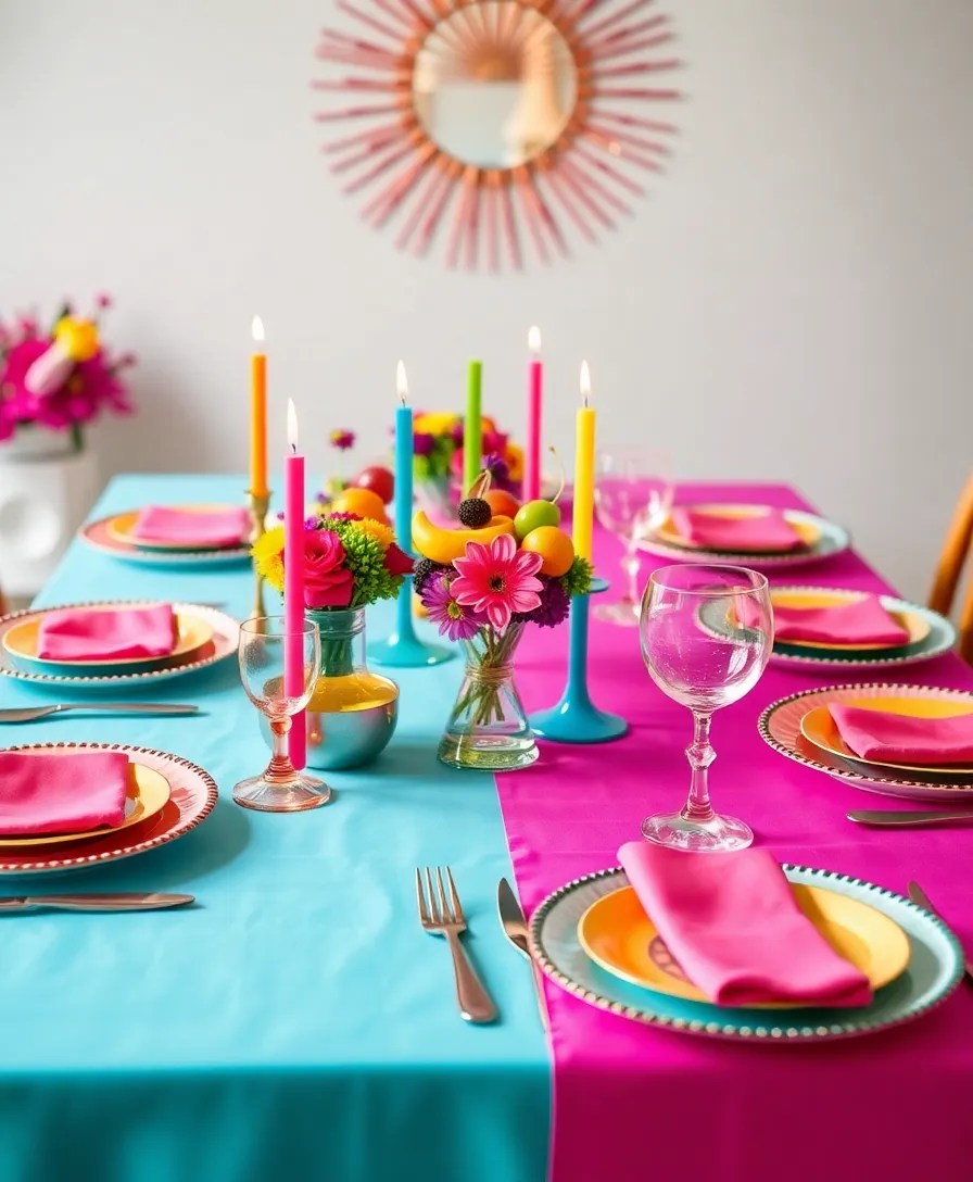 20 Stunning New Year's Table Decor Ideas That Will Dazzle Your Guests! - 10. Bright and Bold Colors