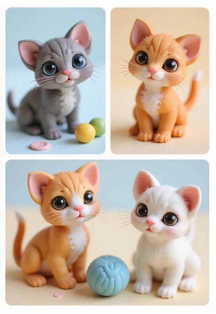 10 Adorable Clay Figurines You Can Make in a Day (They’re Perfect for Gifting!) - 1. Cute Kittens