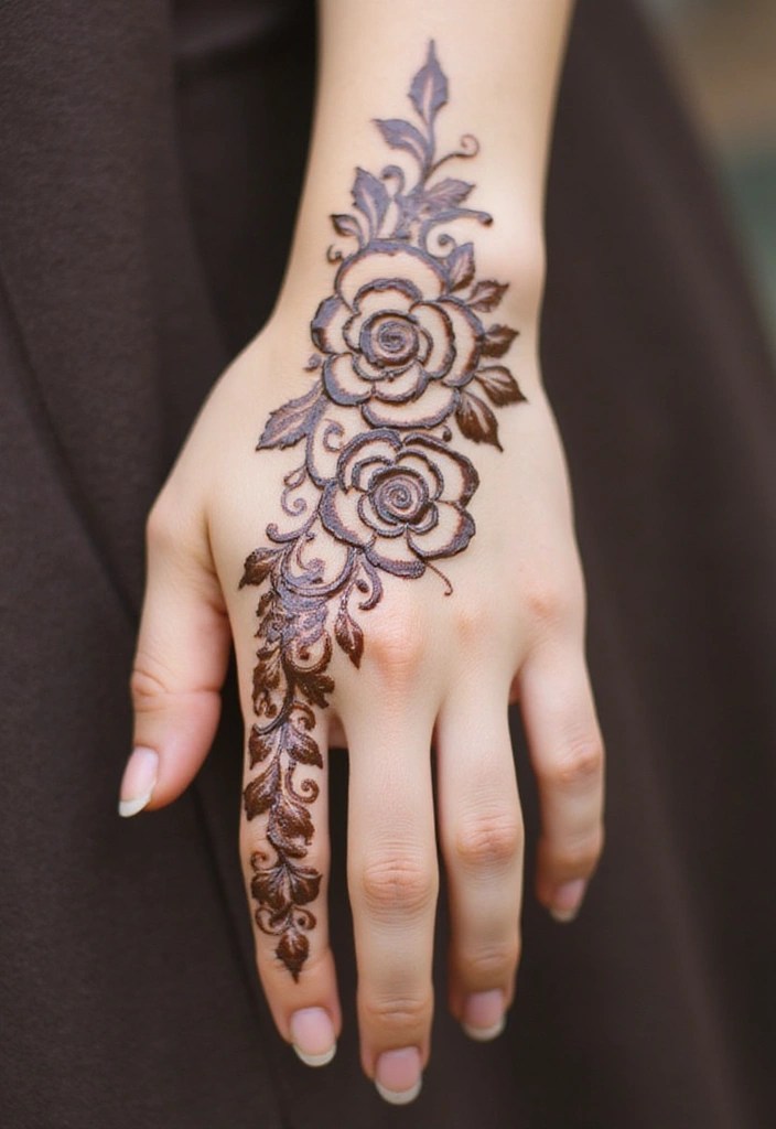 15 Stunning Henna Art Designs That'll Make You Say 'I Need This for My Next Event!' 6 15 Stunning Henna Art Designs That'll Make You Say 'I Need This for My Next Event!' - 1. Elegant Floral Patterns
