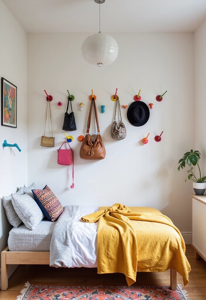 20 Small Bedroom Hacks That Will Maximize Your Space (And You Won’t Believe How Easy #5 Is!) - 6. Creative Wall Hooks