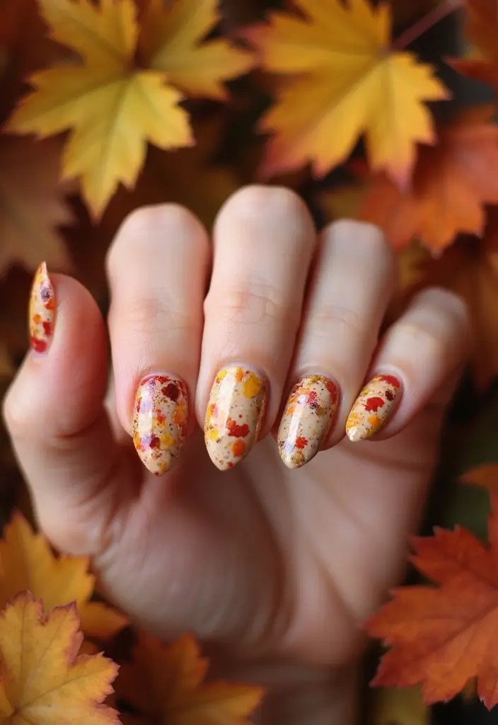 15 Stunning September Nail Art Ideas That Will Make You Fall in Love with Autumn! - 14. Colorful Fall Splatter