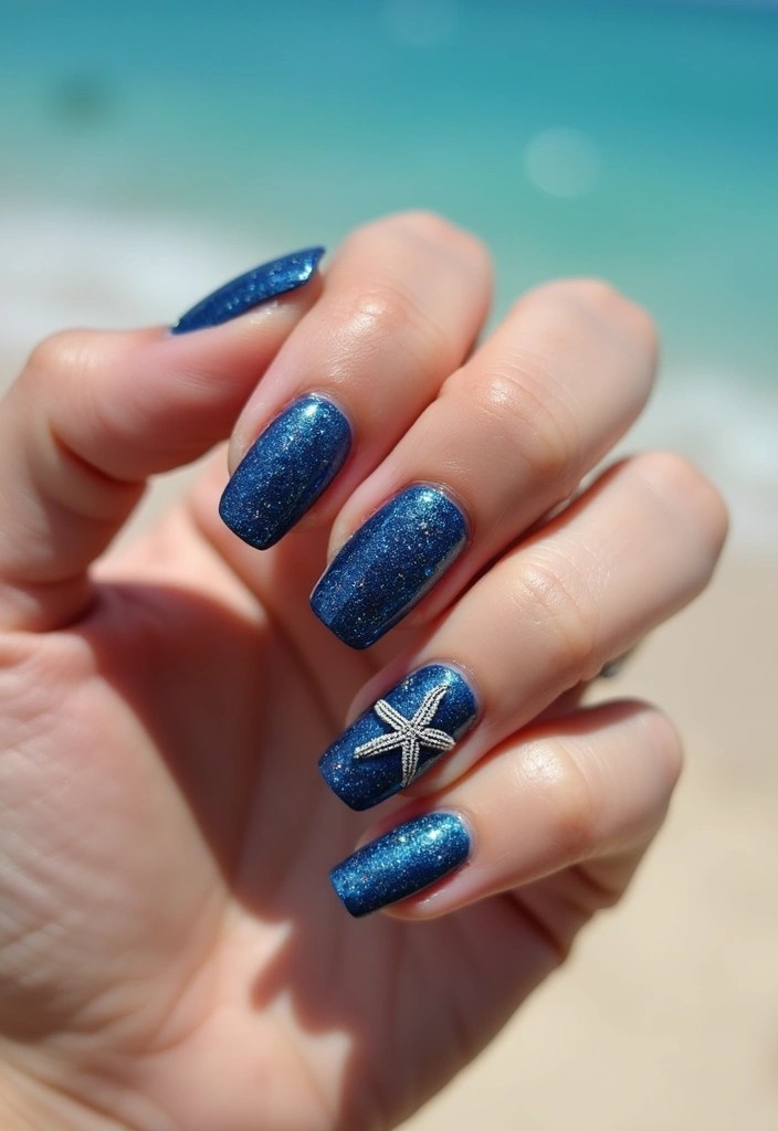10 Stunning Starfish Nails Designs That Will Make You Yearn for the Beach! - 5. Glitter Galore