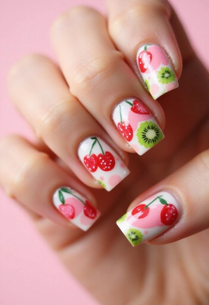 25 Creative Cherry Nail Designs That Will Make You the Center of Attention (Love #14!) - 10. Cherry Fruit Salad