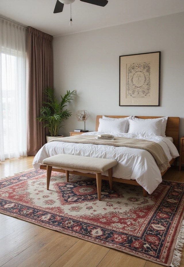 25 Stunning Bedroom Makeovers Under $100 (Check Out #9 for a Jaw-Dropping Change!) - 20. Stylish Area Rugs