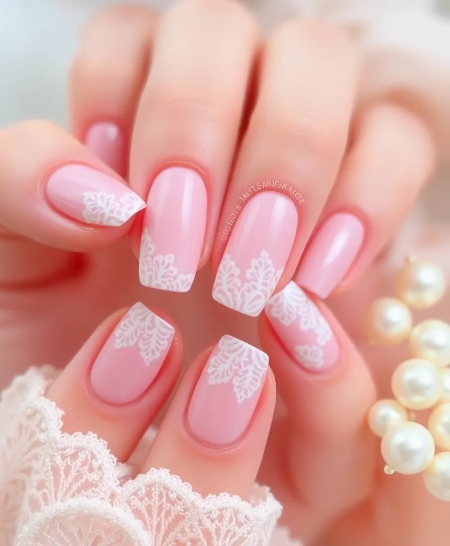 15 Adorable Pink Valentine's Day Nails That Are Too Cute to Resist! - 11. Lace Love