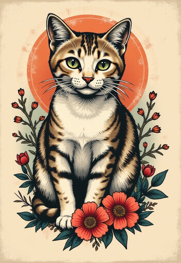 18 Must-See Cat Tattoo Trends for 2024 (You Won't Believe #5!) - 15. Vintage Cat Tattoos
