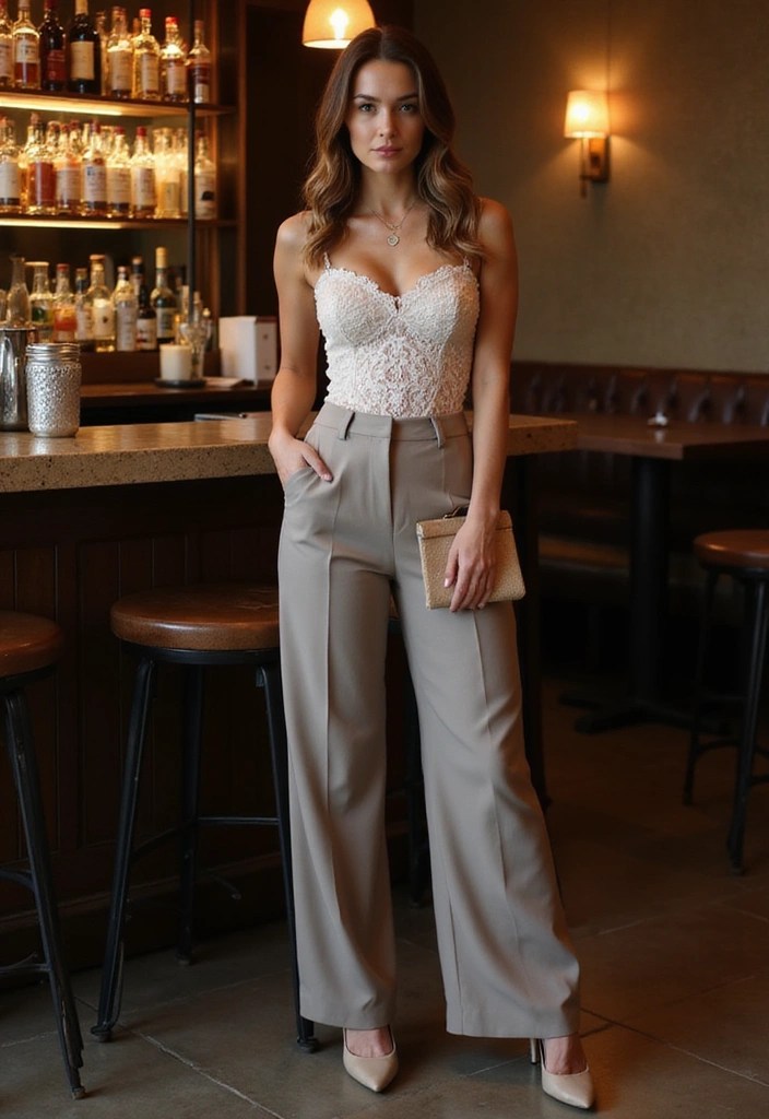 8 Flirty Date Night Outfits That Will Make You Feel Unstoppable! - 8. Romantic Lace Top and Trousers