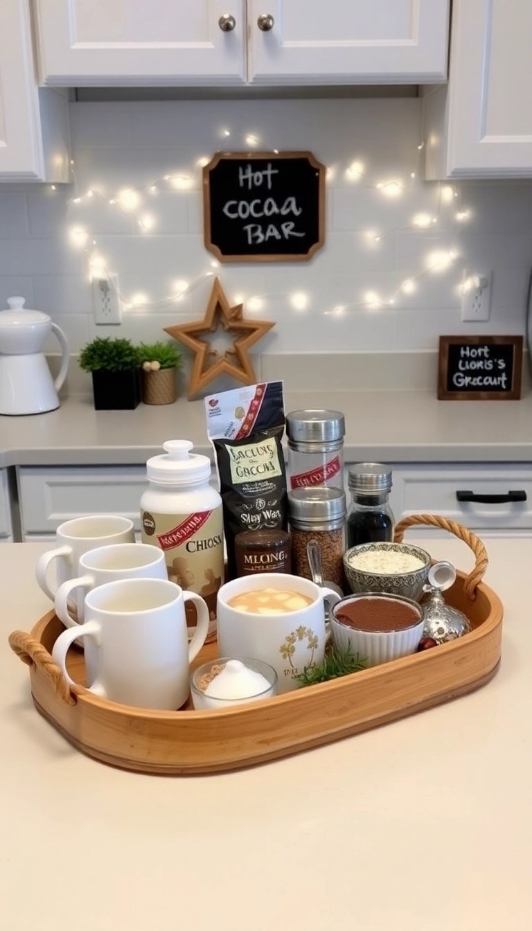 16 Cozy Winter Home Decor Ideas That Will Keep You Snug All Season Long (Warning: #8 Is Too Cute!) - 4. Hot Cocoa Station