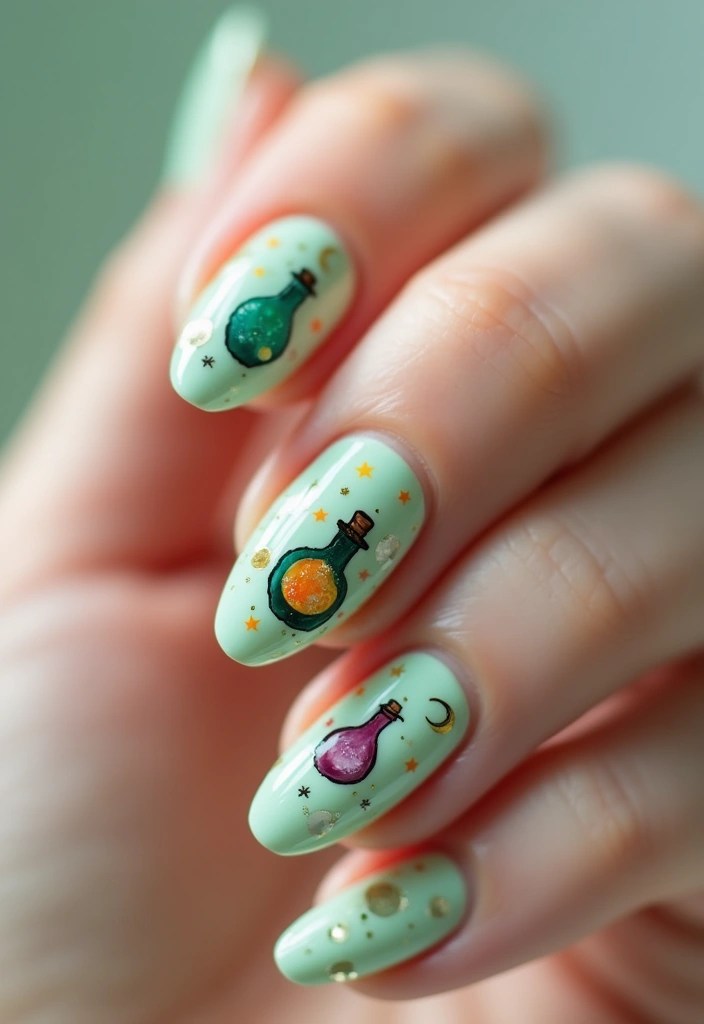 15 Bewitching Witchy Nail Art Designs That Will Cast a Spell on You! - 5. Potion Bottles