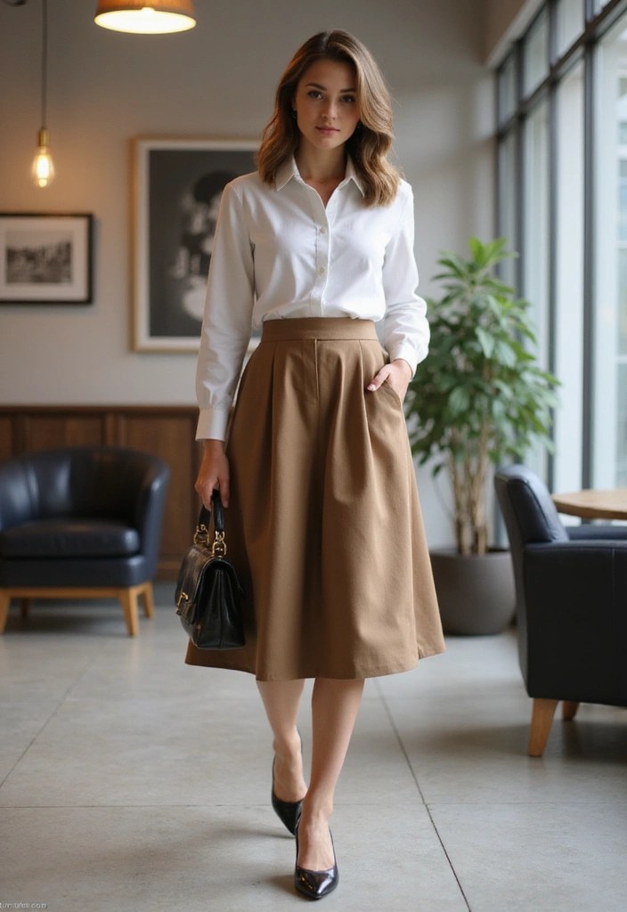 18 Stylish Work Outfits That'll Impress Your Boss (And Your Colleagues!) - 17. Timeless A-Line Skirt