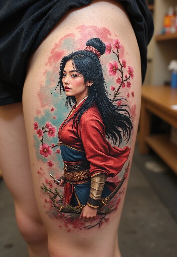 18 Magical Disney Character Tattoos That Will Make You Feel Like a Kid Again! - 15. Mulan: Courage and Honor