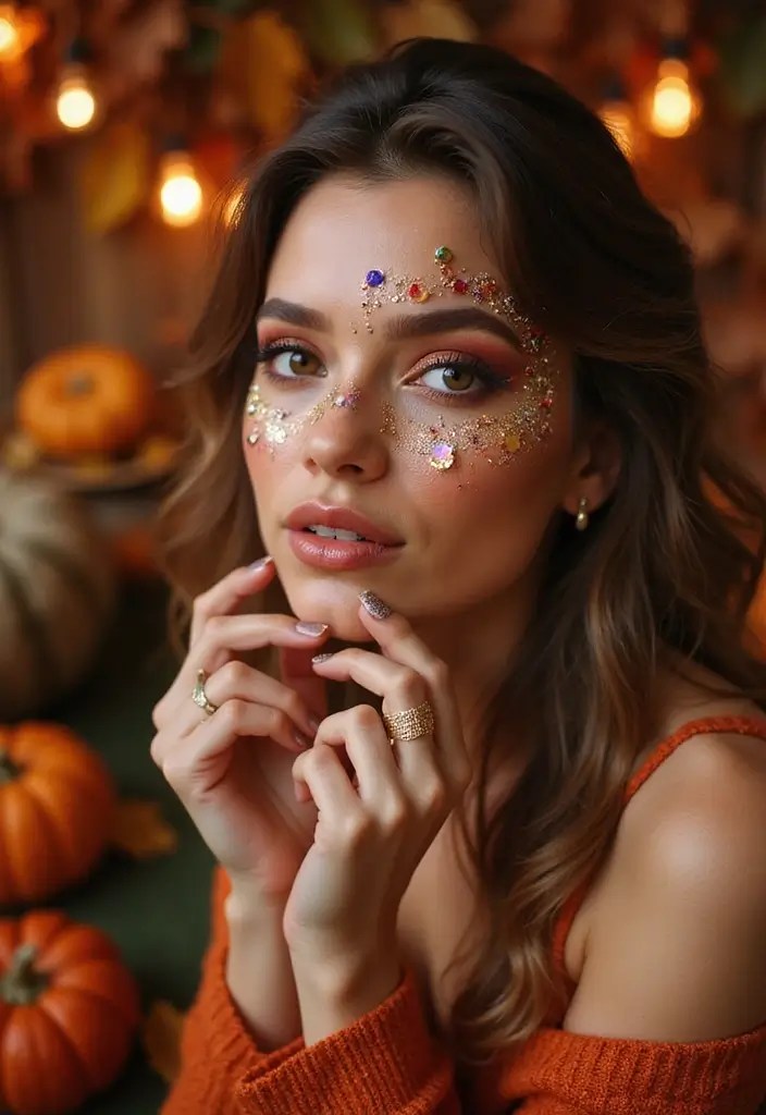 10 Stunning Autumn Makeup Trends You Need to Try This Season (Prepare to Be Amazed!) - 9. Artistic Face Gems