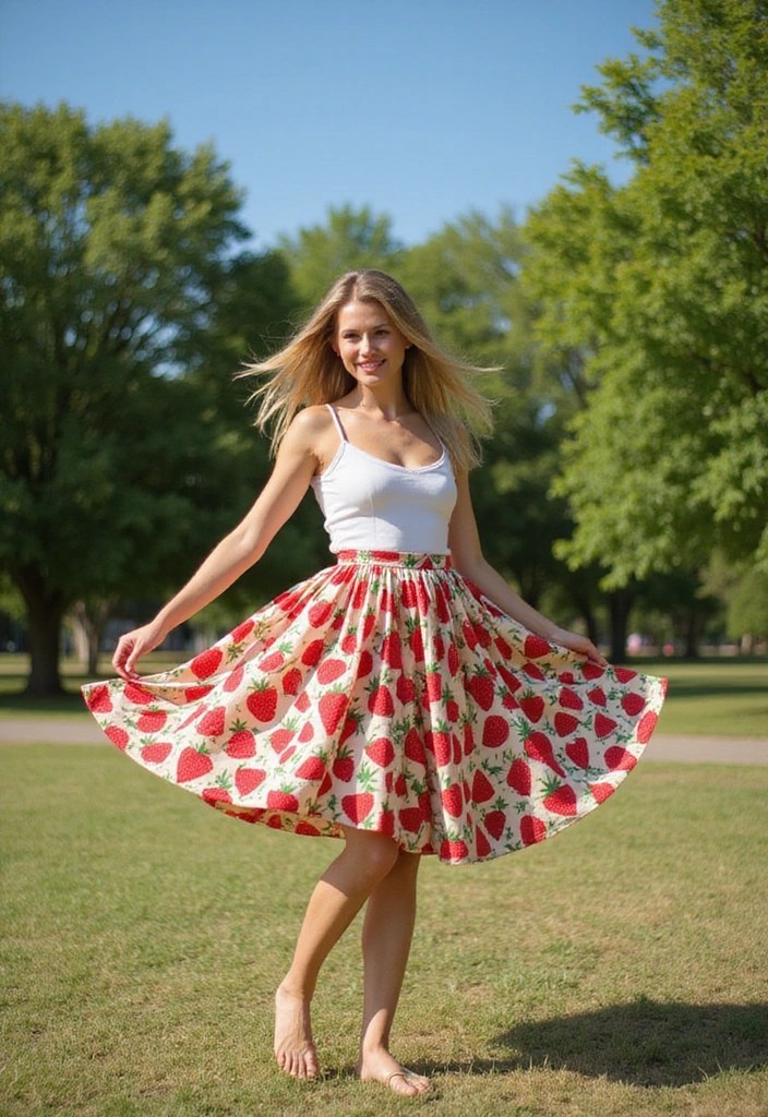 18 Strawberry Outfit Ideas That Are Perfect for Any Occasion (Number 5 Is a Must-Have!) - 6. Strawberry Print Skirts