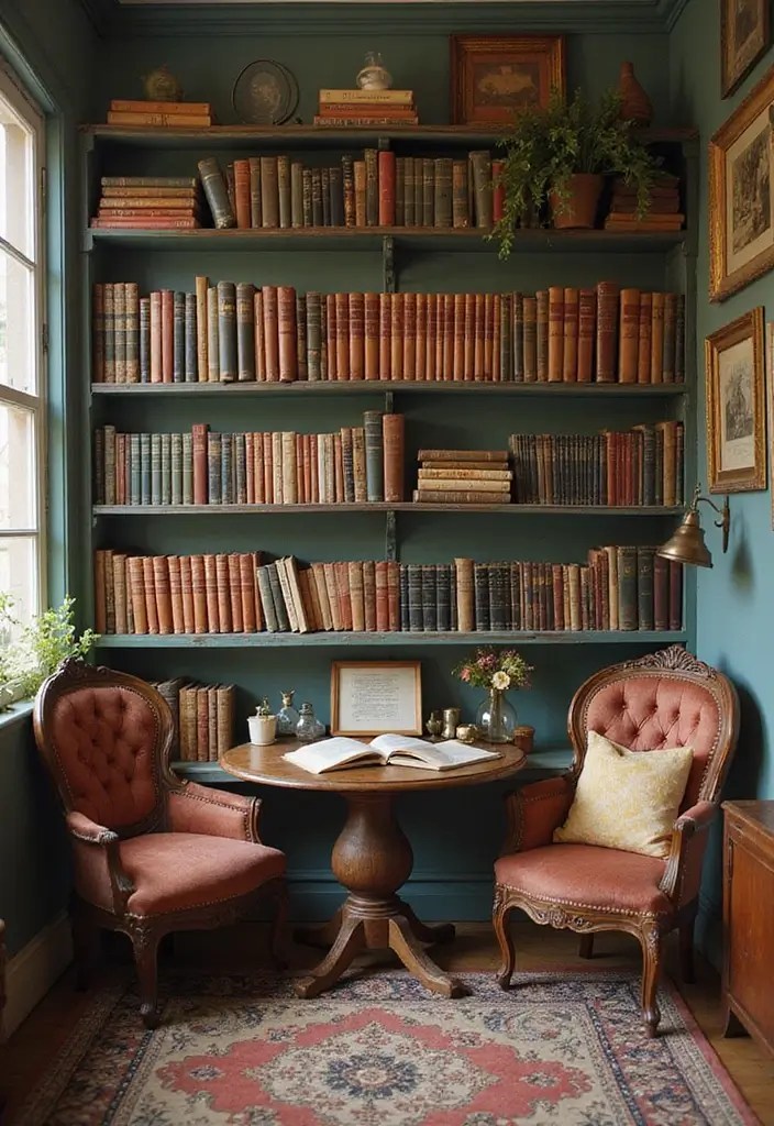 22 Small Book Nooks That Prove You Don't Need a Lot of Space to Create a Cozy Corner (#11 Will Blow Your Mind!) - 20. The Vintage Vibe