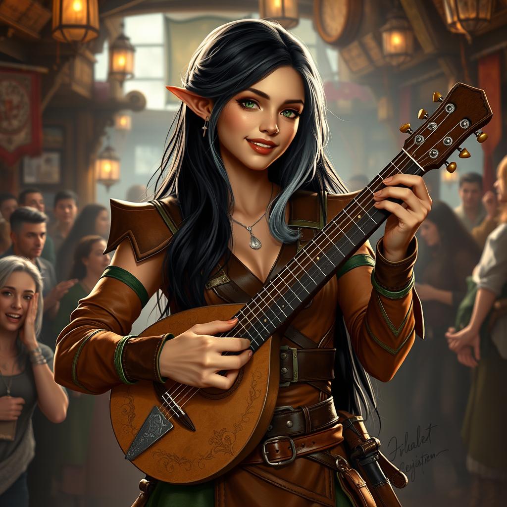 Enchanting half-elf bard: a symphony of elegance