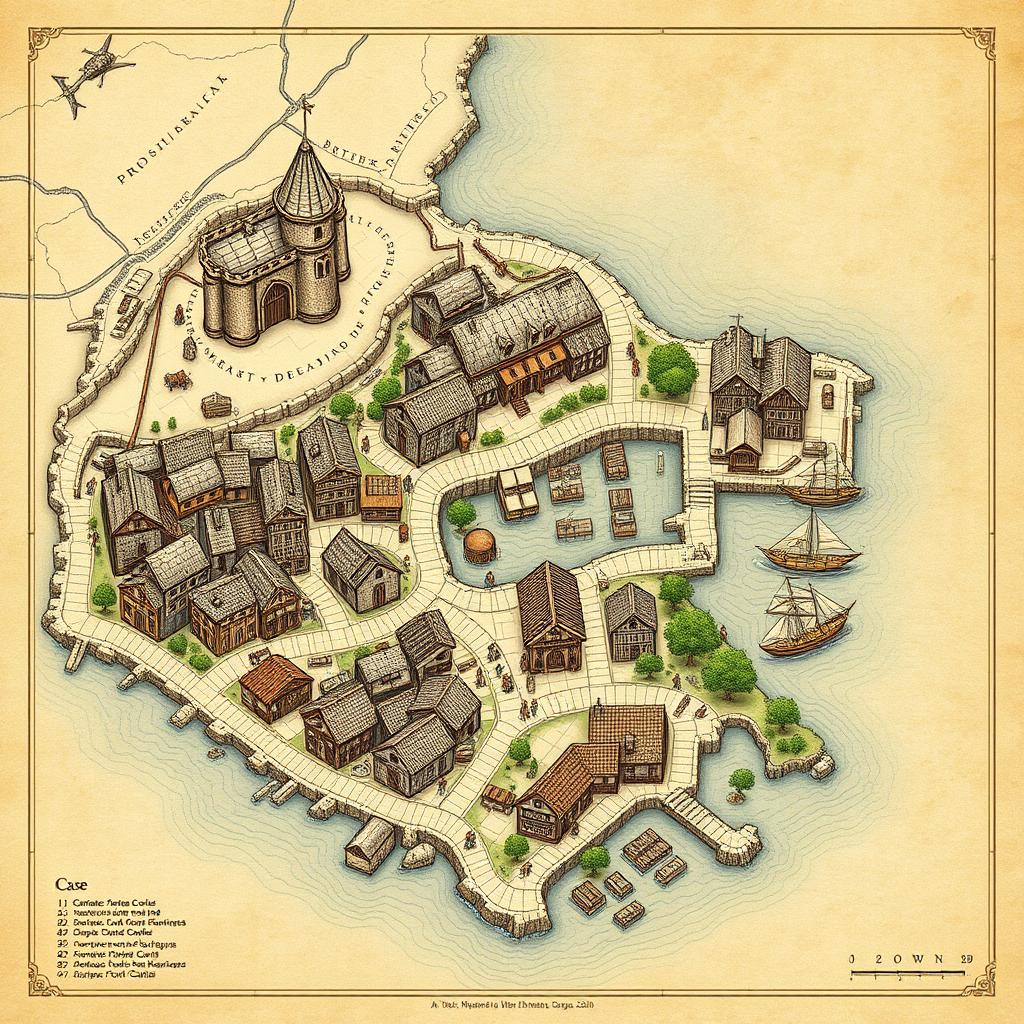 Medieval Town Layout Medieval City Map Icons Set 2544766