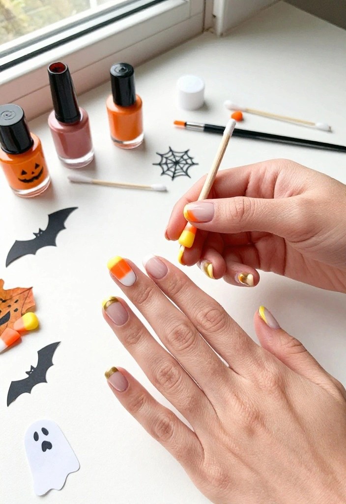 17 Easy DIY Halloween Nail Designs Anyone Can Recreate at Home (Even Beginners Can Nail #5!) - 5. Beginner Candy Corn Tips