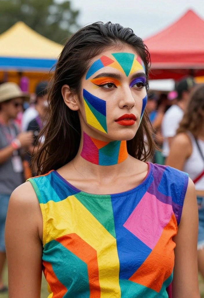 20 Jaw-Dropping Face Painting Ideas for Festivals (You Won't Believe #6!) - 8. Geometric Shapes