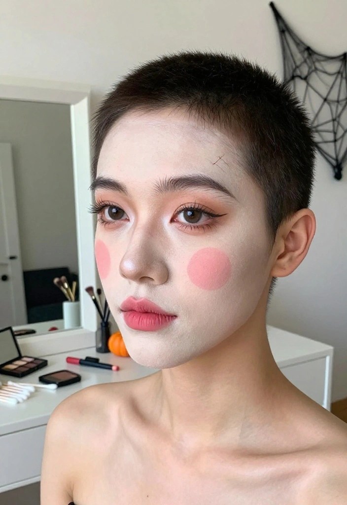 20 Easy Halloween Makeup Ideas You Can Create in Minutes (Perfect for Last-Minute Plans!) - 9. Porcelain Doll Details